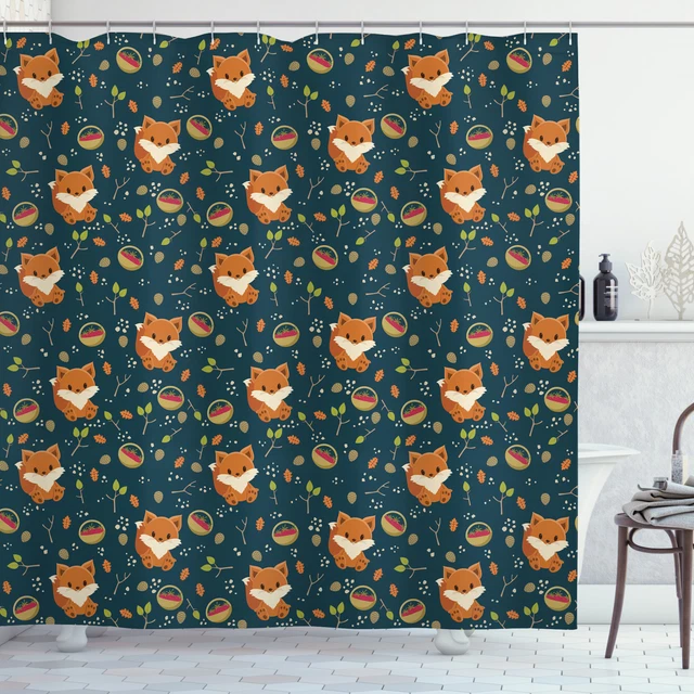 Cono de pino Cortina de bano Fox Cesta de frambuesa