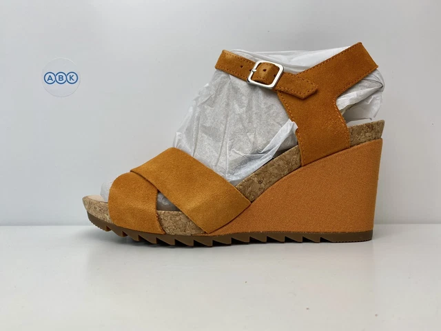 CLARKS FLEX SUN Suede Orange Wedge Platform Sandals Amber UK Size 6 EUR 39.5 44.99 PicClick UK