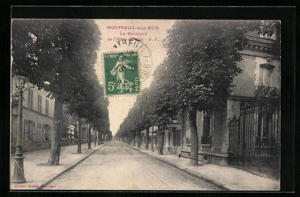 CPA Montreuil-sous-Bois, Le Boulevard de l´Hôtel -de-Ville 1915