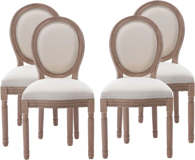 Set of 2/4 French Country Dining Chairs Farmhouse Fabric Dining Room Chairs Home