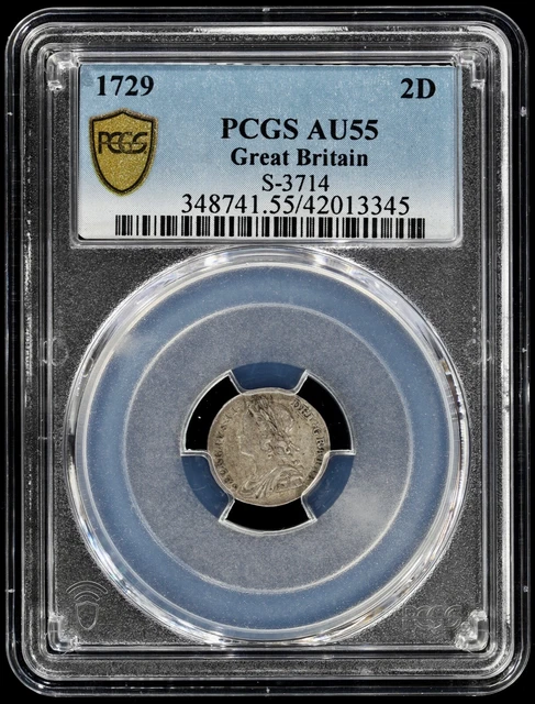 1729 George II Great Britain England Silver Maundy 2 Pence 2D PCGS AU 55 S-3714