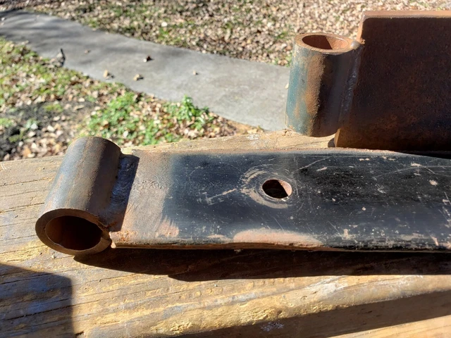 Vintage Barn Door Strap Hinges Hand Forged Iron Lot of 2 Barn Gate 3