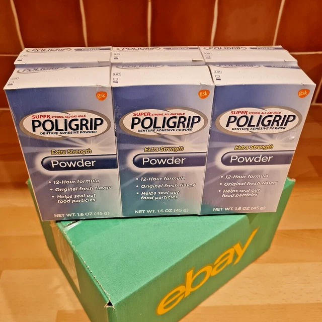 6 X POLIGRIP Denture Adhesive Fixative Powder 45g (Alternative to Ultra