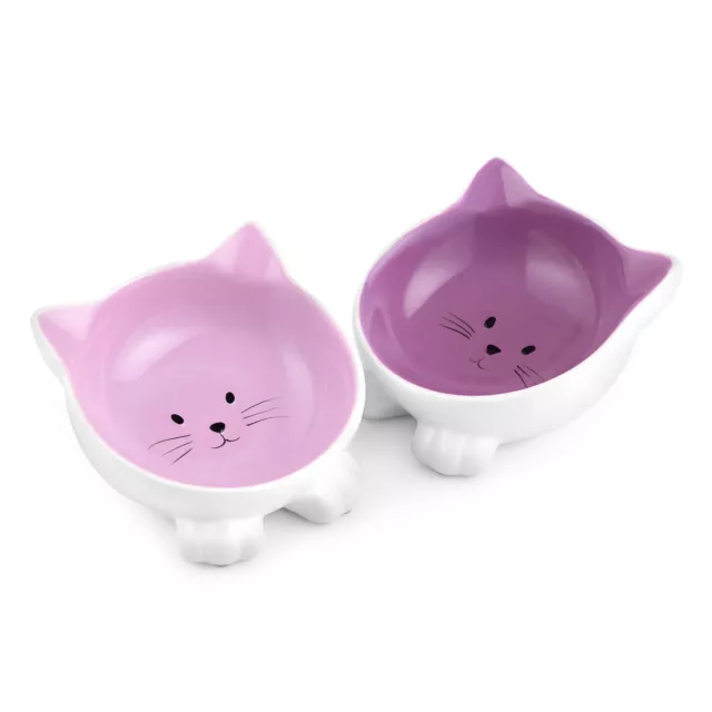 Set de 2 comederos de cerámica para gatos y perros con divertido diseño