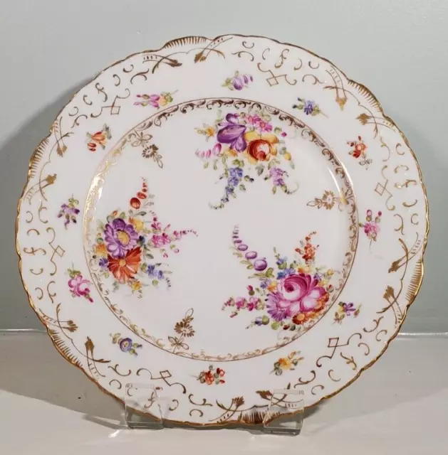 Franziska Hirsch Dresden 9 inch Hand Painted Floral Gilt Plate