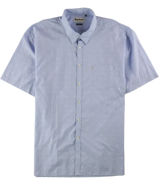 Barbour Mens Crab Button Up Shirt, Blue, Small