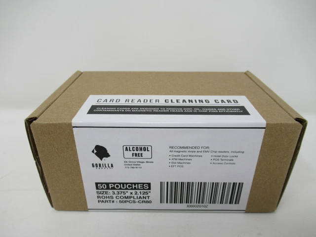 Box of 50 CR-80 Card Reader Cleaning Cards - Door Terminal Magnetic Head Swipe