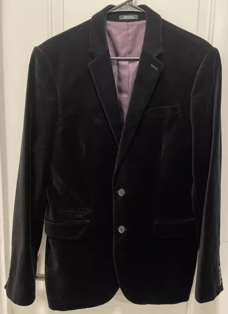 Express Velvet Photographer Fitted Blazer Jacket Black Men’s Sz. 40R