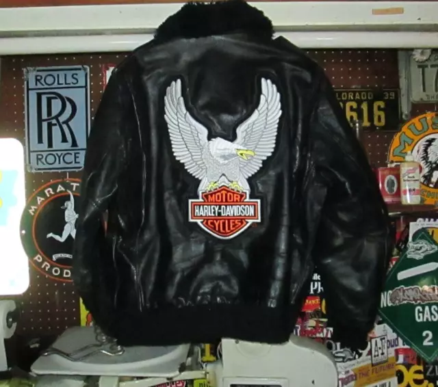 1960s 70s Vtg AMF HARLEY DAVIDSON Leather Bomber Aviator motorcycle Jacket coat
