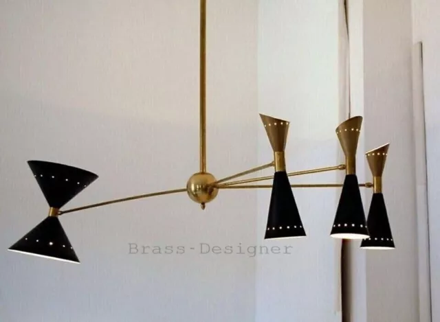 Mid Century Brass Huge Diabolo Chandelier Italian Stilnovo Sputnik Ceiling Light