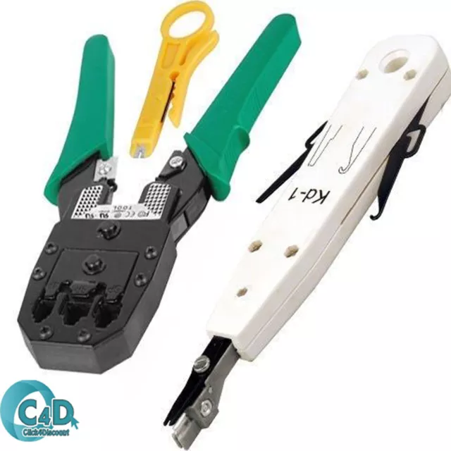 RJ45 Cat5e Cat6 Ethernet Network LAN Cable Crimper Stripper Punch Down Tool Kit