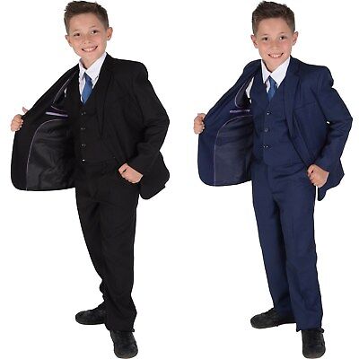 5 Piece Boy Suit Wedding Suit Prom Page Boy Formal Suit Blue Black 2-12 Year
