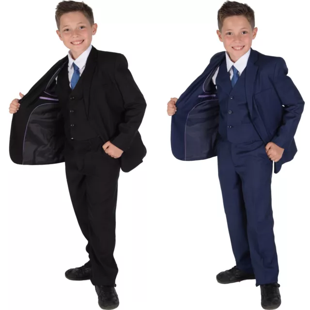 Boy Suit 5 Piece Wedding Suit Prom Page Boy Formal Suit Blue Black 2-12 Year