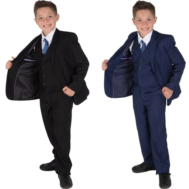 Boy Suit 5 Piece Wedding Suit Prom Page Boy Formal Suit Blue Black 2-12 Year