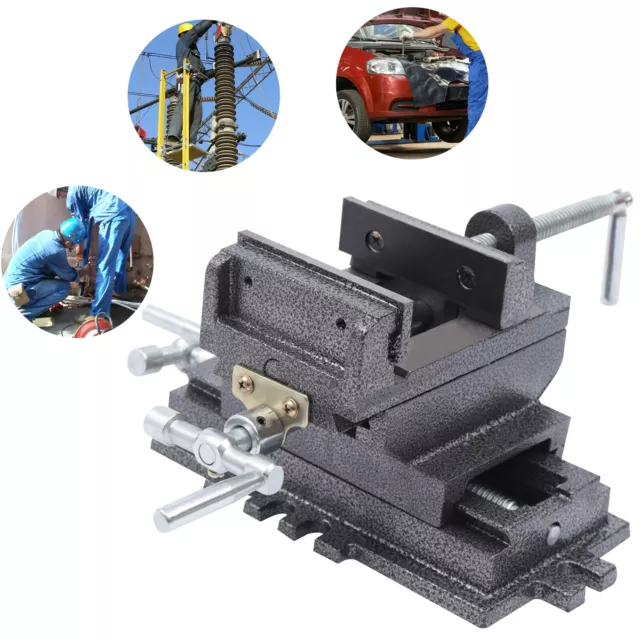 4" Heavy Duty Cross Drill Press Vise Slide Metal Milling 2 Way Clamp Machine Set