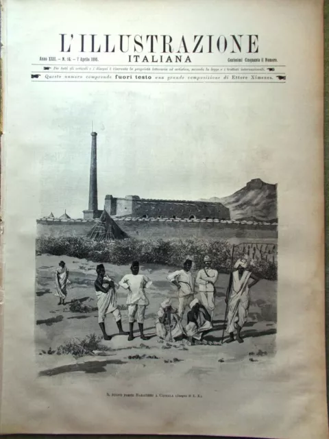 L'Illustrazione Italiana del 7 Aprile 1895 Baratieri a Cassala Giappone Eritrea