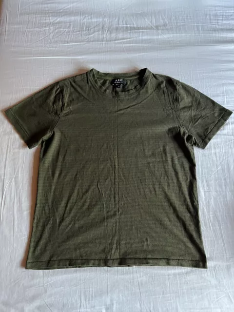 APC T-Shirt Men Green Stripes Size Large L