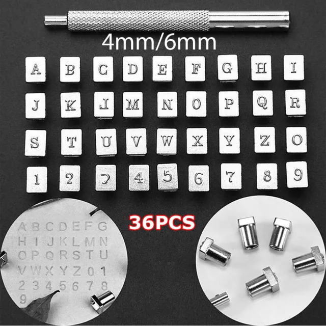 36Pcs DIY Leather Craft Stamp Metal Punch Set Logo Alphabet Letter Number Tools