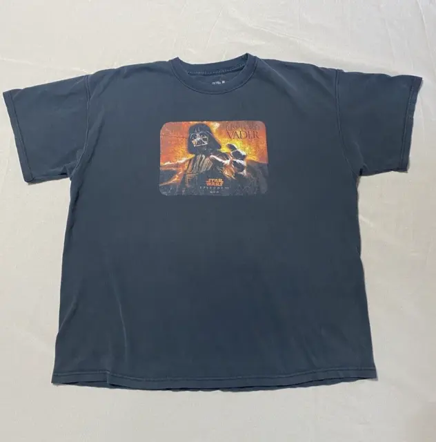 VINTAGE Star Wars T-Shirt Mens XL Black Episode 3 Revenge of the Sith Promo Y2K