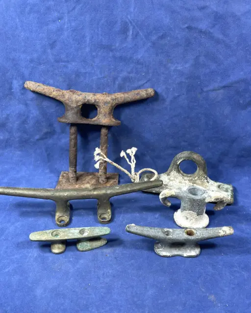 6 Different Vintage Boat Cleats, Brass, Iron, Nautical, Maritime, RePurpose!