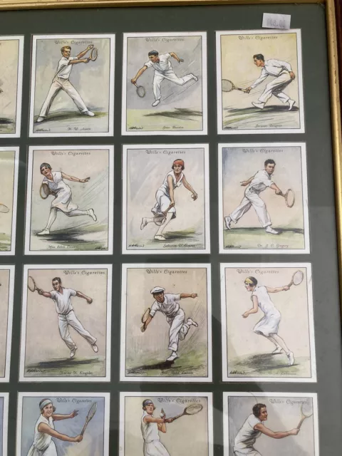 Wills Lawn tennis Complete set 25 cigarette cards Reproduction Framed 17” x 20” 3