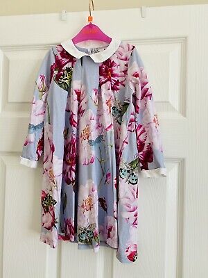 Girls Ted Baker Floral Collared Long Sleeve Dress Age 3-4 Years