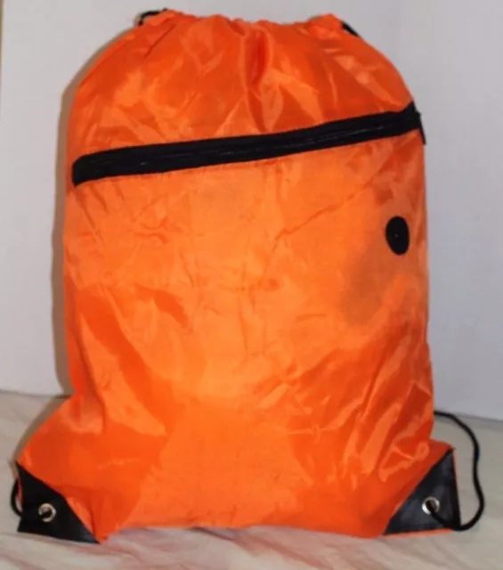 Drawstring Orange Cinch Sack Gym Tote Bag School Sport Pack Survival Backpack