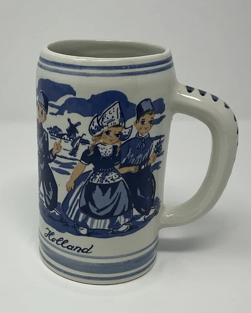 Vintage Delft Blauw Porcelain Heineken Beer Mug Stein Holland Handpainted