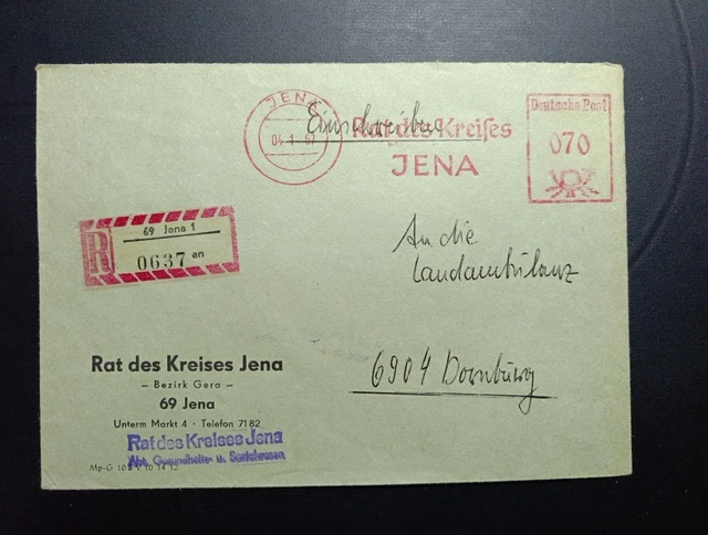 Free stamp AFS GDR Jena 1967 registered letter