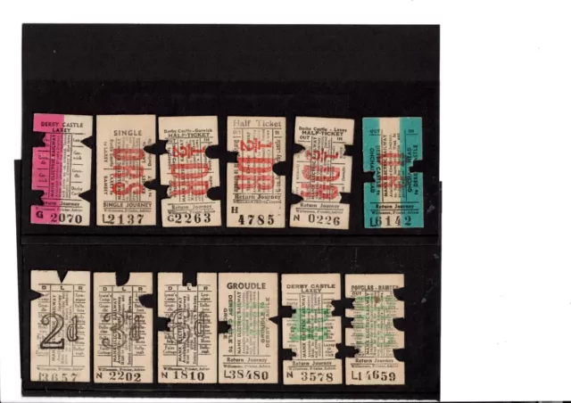 Manx Electric Railway Tickets Mixed collection of 12  Possibly 1960s or earlier