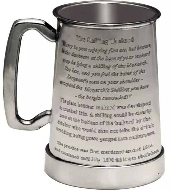 The Kings Shilling 1pt Glass Bottom Pewter Beer Tankard Engraving Custom Text