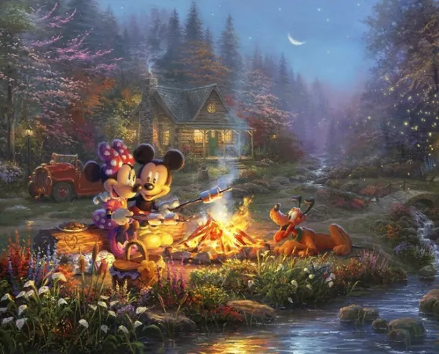 Disney Mickey And Minnie Mouse Sweetheart Campfire Panel Cotton Fabric Hd