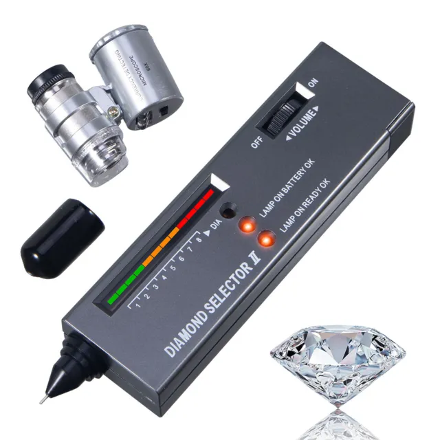 Jeweler diamond tool kit : Portable Diamond Tester - 60X Illuminated Loupe