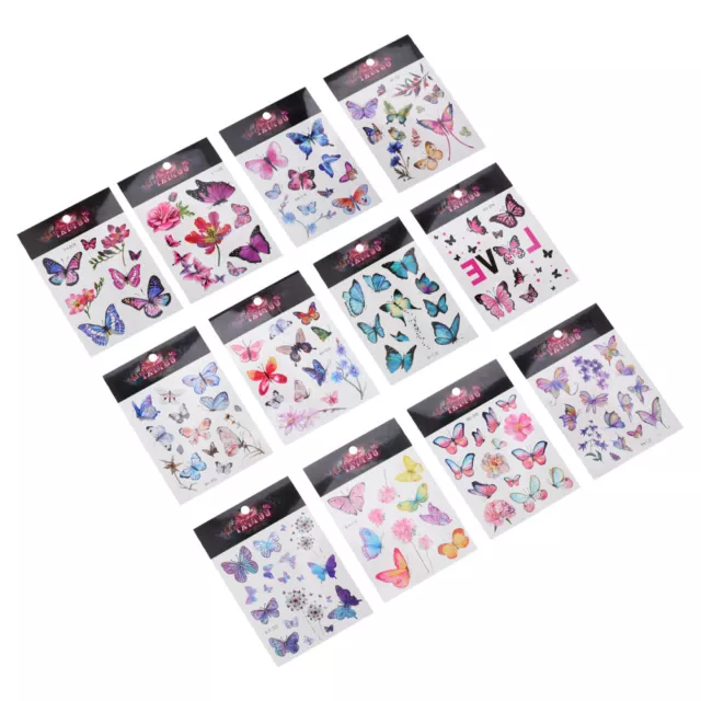 12 Sheets Schmetterling Tattoo-Aufkleber Schmetterlingsaufkleber Für Frauen