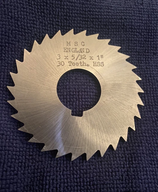 5/32" Thick x 3" Dia.  x 1" Arbor Hole 30 Teeth HSS Plain Slitting Saw - England