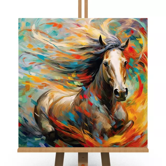 Horse Racing Colourful Canvas Print Picture Modern Equestrian Wall Art Gift