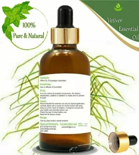 Pure Herbs Vétiver 100% Naturel Chrysopogon zizanioides Huile 2