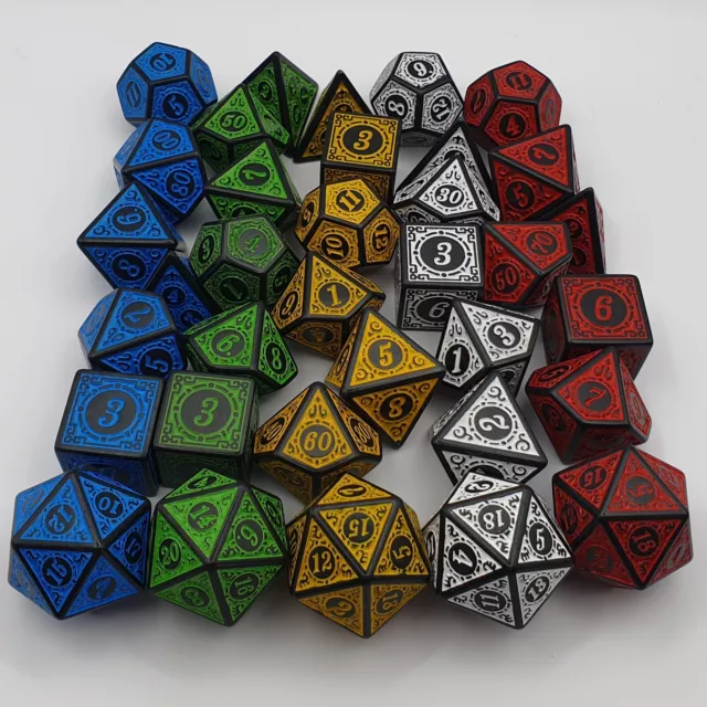 DND Set dadi runico stampo acrilico poliedrico 7 pz gioco TTRPG Dungeons and Dragons