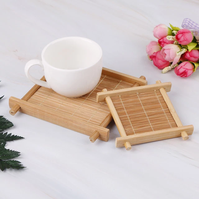 bamboo cup mat tea accessories table placemats coaster home kitchen dec ZX