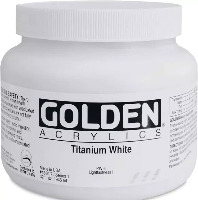 Golden Artist Acrylic, 32 Ounce Jar, Titanium White (1380-7)