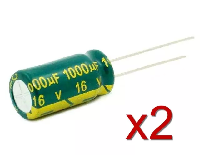 2x Condensateur électrolytique JCCON 16V 1000uF 8x16mm Aluminium Capacitor