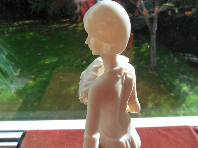 Elegant white porcelain figurine, Gigi, by Belle Epoque, lady with feather fan. 6