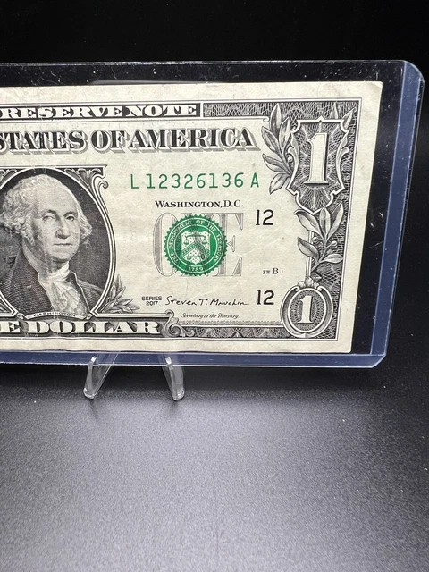 One dollar bill with VERY COOL fancy serial number  L 1232 6136A ,lot 116
