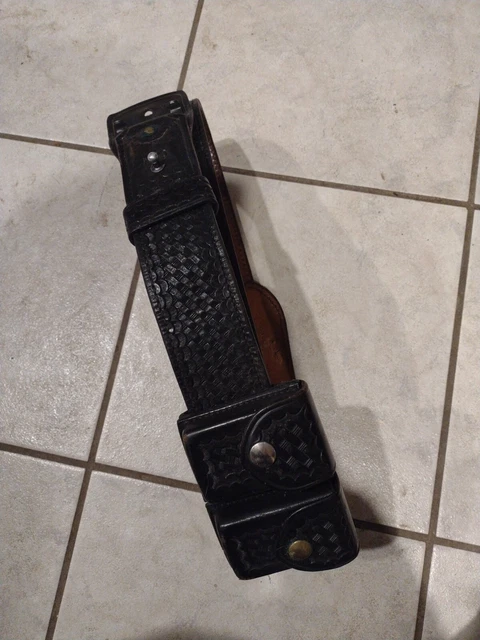 Don Hume Black Basket Lined Sam Browne 2 1/4" Police Duty Gun Belt Size 47 -51