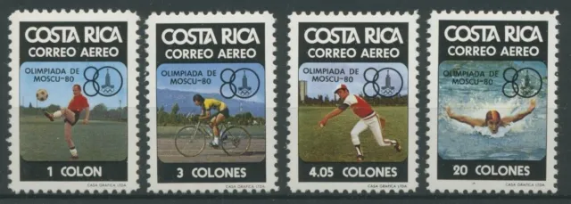 Costa Rica 1980 Olympiade Moskau: Baseball Radfahren Fussball 1065/68 postfrisch
