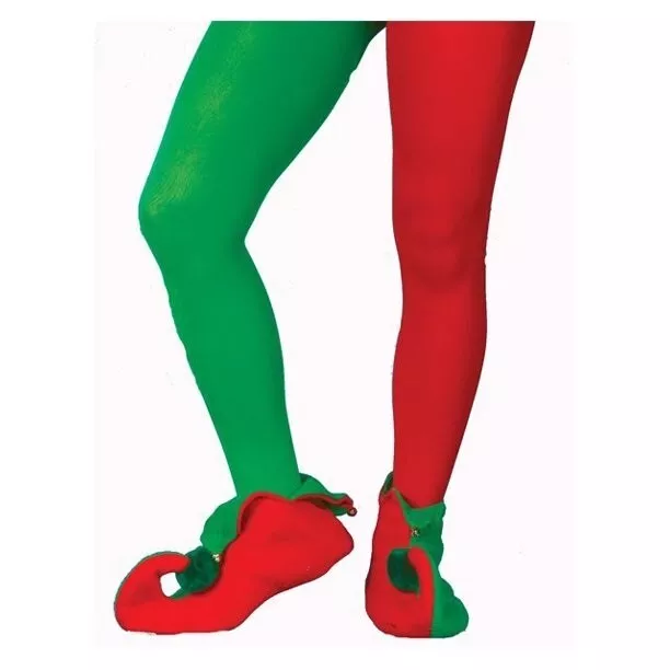 Music Legs 748Q Plus Size Red-Green Opaque Jester, Elf Tights #6523