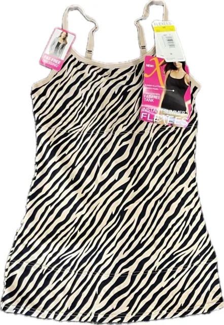 Maidenform Flexees Slimming Firm Control Tank Size Medium Tan/Black Zebra B103