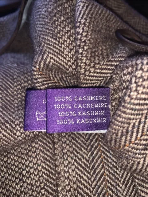 Ralph Lauren Collection Purple L. Cashmere Pants Sz 8 Taupe Herringbone $1221 3