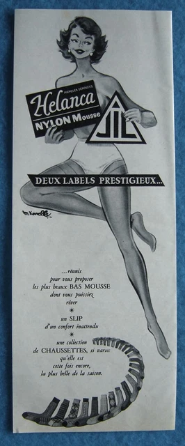Publicité Papier - Sous-Vêtements JIL, Helanca Nylon de 1956