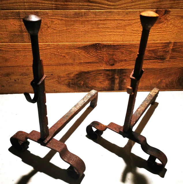 Paire de chenets fer forgé | Antiquités Christophe Rochet